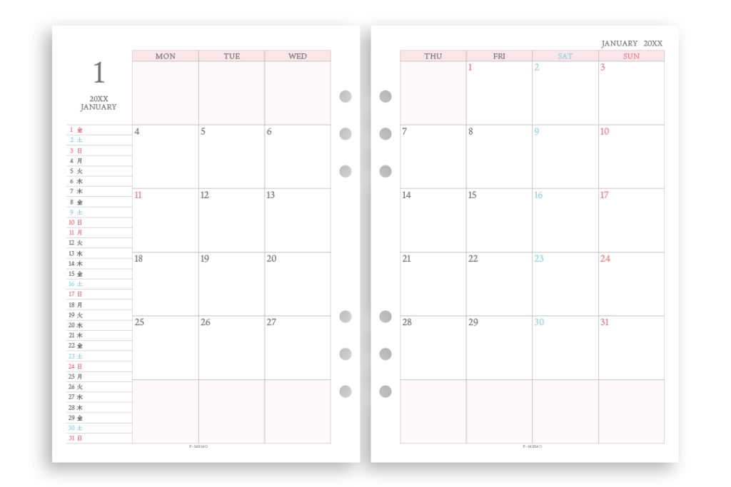 22年 手帳リフィル無料ダウンロード一覧 F Memo エフメモ